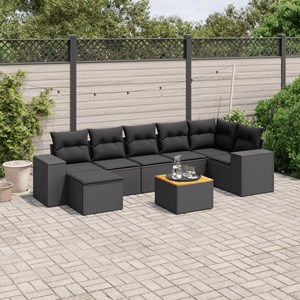 Maison exclusive - salon de jardin 8 pcs avec coussins noir résine tressée