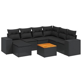 Maison exclusive - salon de jardin 8 pcs avec coussins noir résine tressée