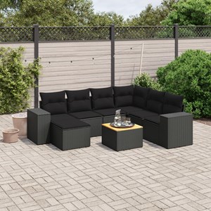 Maison exclusive - salon de jardin 8 pcs avec coussins noir résine tressée