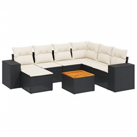 Maison exclusive - salon de jardin 8 pcs avec coussins noir résine tressée