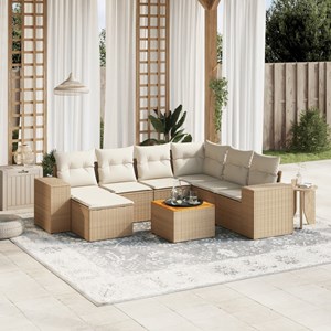 Maison exclusive - salon de jardin avec coussins 8 pcs beige résine tressée