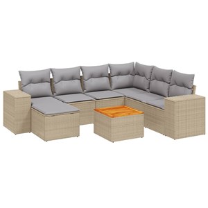 Maison exclusive - salon de jardin avec coussins 8 pcs beige résine tressée