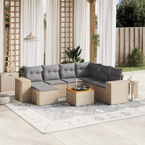 Maison exclusive - salon de jardin avec coussins 8 pcs beige résine tressée