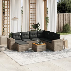 Maison exclusive - salon de jardin 8 pcs avec coussins gris résine tressée
