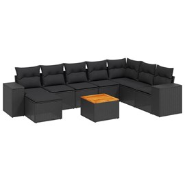 Maison exclusive - salon de jardin 9 pcs avec coussins noir résine tressée