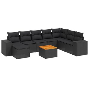 Maison exclusive - salon de jardin 9 pcs avec coussins noir résine tressée