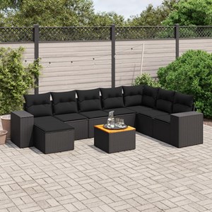 Maison exclusive - salon de jardin 9 pcs avec coussins noir résine tressée