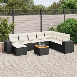 Maison exclusive - salon de jardin 9 pcs avec coussins noir résine tressée