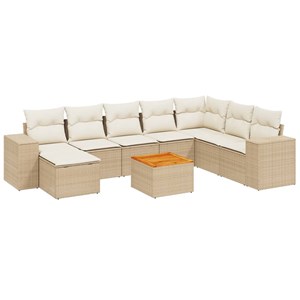 Maison exclusive - salon de jardin avec coussins 9 pcs beige résine tressée