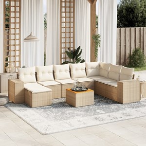 Maison exclusive - salon de jardin avec coussins 9 pcs beige résine tressée