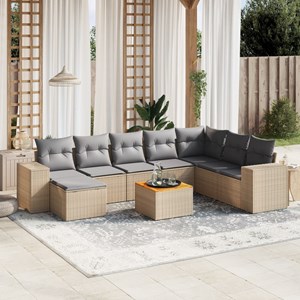 Maison exclusive - salon de jardin avec coussins 9 pcs beige résine tressée