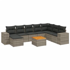 Maison exclusive - salon de jardin 9 pcs avec coussins gris résine tressée