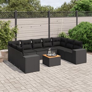 Maison exclusive - salon de jardin 10 pcs avec coussins noir résine tressée