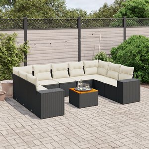 Maison exclusive - salon de jardin 10 pcs avec coussins noir résine tressée