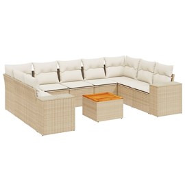 Maison exclusive - salon de jardin avec coussins 10 pcs beige résine tressée