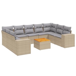 Maison exclusive - salon de jardin avec coussins 10 pcs beige résine tressée