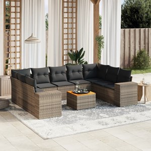 Maison exclusive - salon de jardin avec coussins 10 pcs gris résine tressée