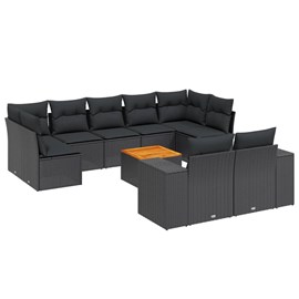 Maison exclusive - salon de jardin 10 pcs avec coussins noir résine tressée