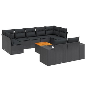 Maison exclusive - salon de jardin 10 pcs avec coussins noir résine tressée