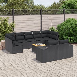 Maison exclusive - salon de jardin 10 pcs avec coussins noir résine tressée