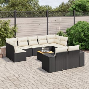 Maison exclusive - salon de jardin 10 pcs avec coussins noir résine tressée