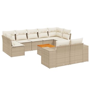 Maison exclusive - salon de jardin avec coussins 10 pcs beige résine tressée