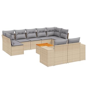 Maison exclusive - salon de jardin avec coussins 10 pcs beige résine tressée