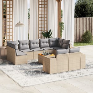 Maison exclusive - salon de jardin avec coussins 10 pcs beige résine tressée