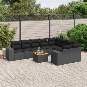 Maison exclusive - salon de jardin 10 pcs avec coussins noir résine tressée