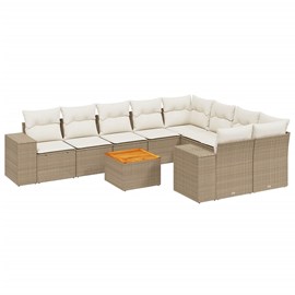 Maison exclusive - salon de jardin avec coussins 10 pcs beige résine tressée
