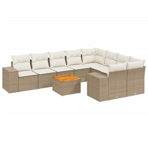 Maison exclusive - salon de jardin avec coussins 10 pcs beige résine tressée
