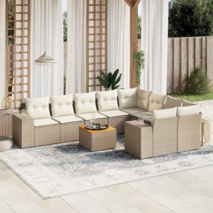 Maison exclusive - salon de jardin avec coussins 10 pcs beige résine tressée