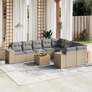 Maison exclusive - salon de jardin avec coussins 10 pcs beige résine tressée