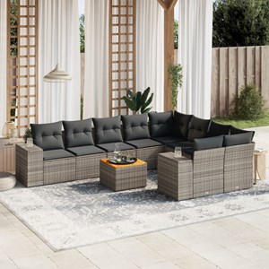 Maison exclusive - salon de jardin avec coussins 10 pcs gris résine tressée