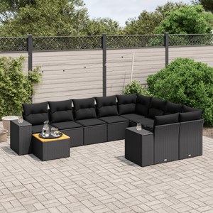 Maison exclusive - salon de jardin 10 pcs avec coussins noir résine tressée