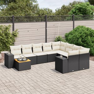 Maison exclusive - salon de jardin 10 pcs avec coussins noir résine tressée