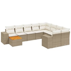 Maison exclusive - salon de jardin avec coussins 10 pcs beige résine tressée