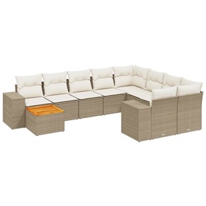 Maison exclusive - salon de jardin avec coussins 10 pcs beige résine tressée