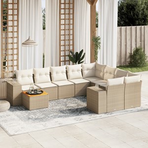 Maison exclusive - salon de jardin avec coussins 10 pcs beige résine tressée