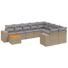 Maison exclusive - salon de jardin avec coussins 10 pcs beige résine tressée