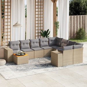 Maison exclusive - salon de jardin avec coussins 10 pcs beige résine tressée