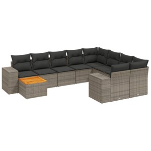 Maison exclusive - salon de jardin avec coussins 10 pcs gris résine tressée