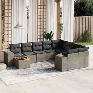 Maison exclusive - salon de jardin avec coussins 10 pcs gris résine tressée