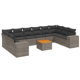Maison exclusive - salon de jardin 11 pcs avec coussins gris résine tressée