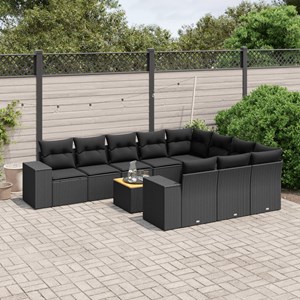 Maison exclusive - salon de jardin 11 pcs avec coussins noir résine tressée