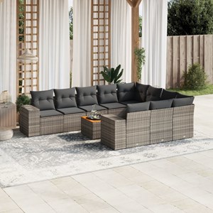 Maison exclusive - salon de jardin 11 pcs avec coussins gris résine tressée