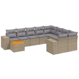 Maison exclusive - salon de jardin 11 pcs avec coussins beige résine tressée