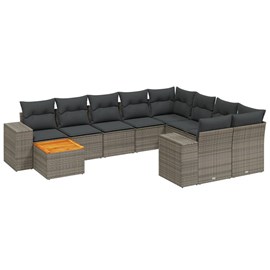 Maison exclusive - salon de jardin 11 pcs avec coussins gris résine tressée