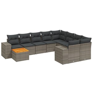Maison exclusive - salon de jardin 11 pcs avec coussins gris résine tressée