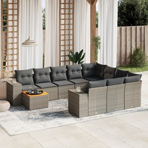 Maison exclusive - salon de jardin 11 pcs avec coussins gris résine tressée